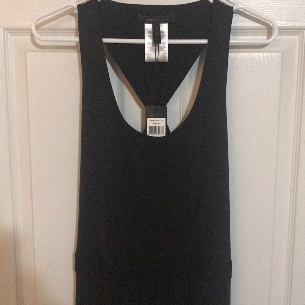 BCBG Maxazria long maxi black dress size L NWT